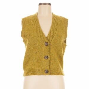 Madewell Mustard V-Neck Button Front Sweater Vest